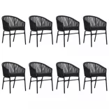 9 részes fekete kerti étkezőgarnitúra