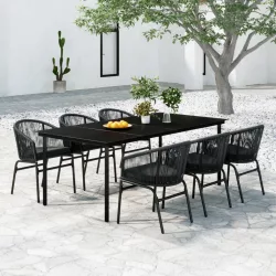 7 részes szürke kerti étkezőgarnitúra