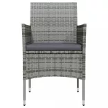 7 részes szürke és fekete kerti étkezőgarnitúra párnákkal