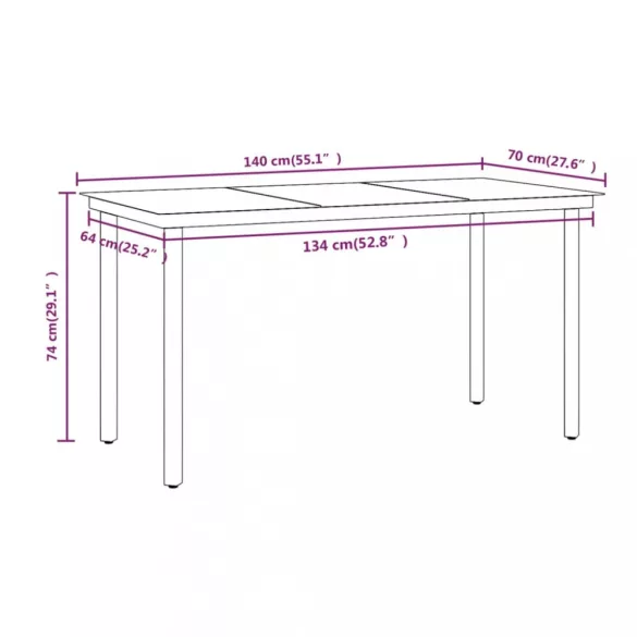 7 részes szürke és fekete kerti étkezőgarnitúra párnákkal