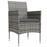 9 részes szürke-fekete kerti étkezőgarnitúra párnákkal