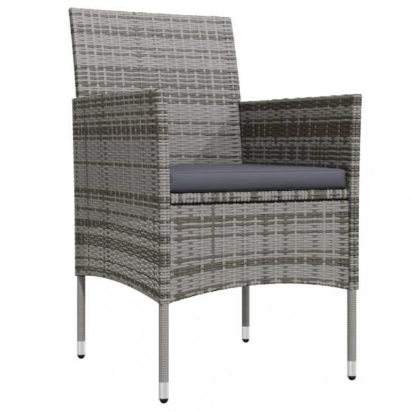 9 részes szürke-fekete kerti étkezőgarnitúra párnákkal