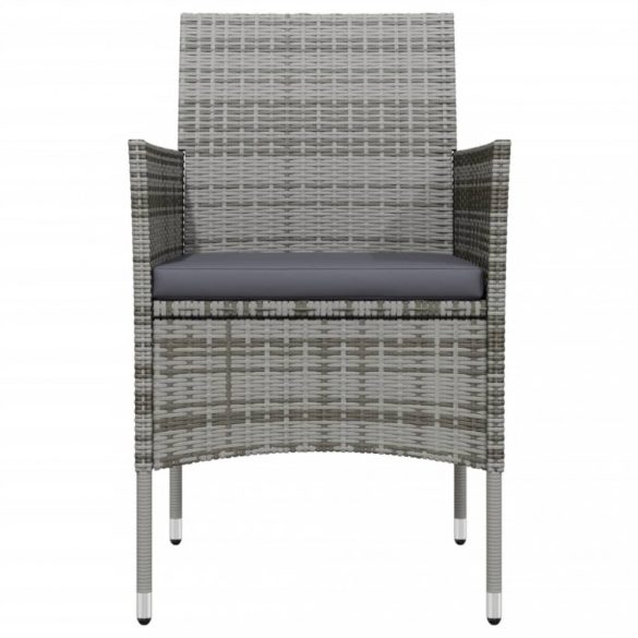 9 részes szürke-fekete kerti étkezőgarnitúra párnákkal