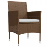 9 részes barna-fekete kerti étkezőgarnitúra párnákkal