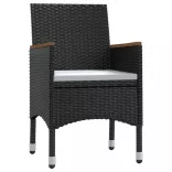 9 részes fekete kerti étkezőgarnitúra párnákkal