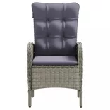 7 részes szürke és fekete kerti étkezőgarnitúra párnákkal