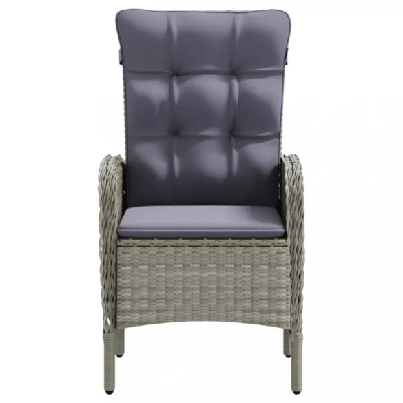 7 részes szürke és fekete kerti étkezőgarnitúra párnákkal