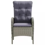 7 részes szürke és fekete kerti étkezőgarnitúra párnákkal