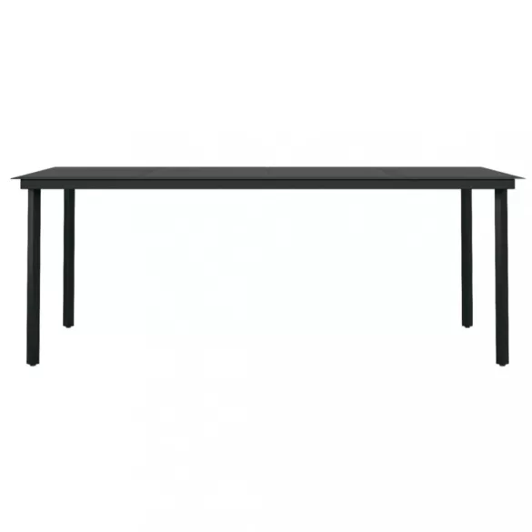 7 részes szürke és fekete kerti étkezőgarnitúra párnákkal