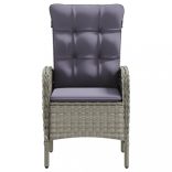 9 részes szürke-fekete kerti étkezőgarnitúra párnákkal