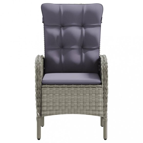 9 részes szürke-fekete kerti étkezőgarnitúra párnákkal