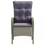 7 részes szürke és fekete kerti étkezőgarnitúra párnákkal