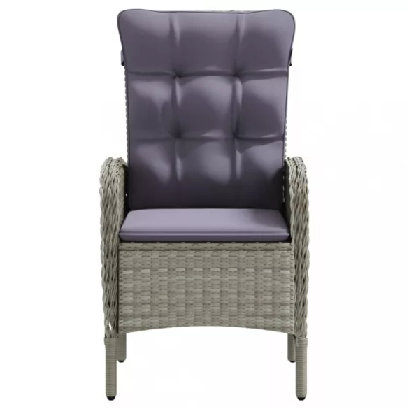 7 részes szürke és fekete kerti étkezőgarnitúra párnákkal