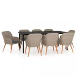 9 részes barna kerti étkezőgarnitúra párnákkal