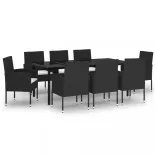9 részes fekete kerti étkezőgarnitúra