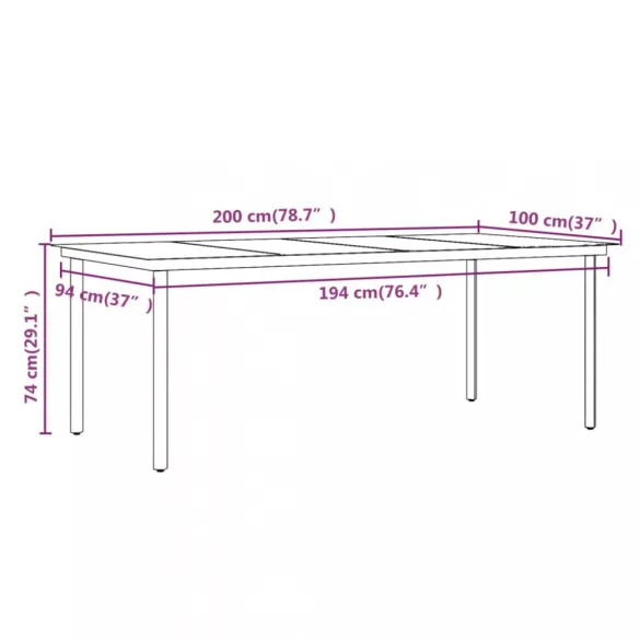 7 részes polyrattan és üveg kerti étkezőgarnitúra párnákkal