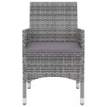 7 részes polyrattan és üveg kerti étkezőgarnitúra párnákkal