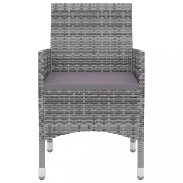 7 részes polyrattan és üveg kerti étkezőgarnitúra párnákkal