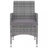 7 részes szürke polyrattan-üveg kültéri étkezőszett párnákkal