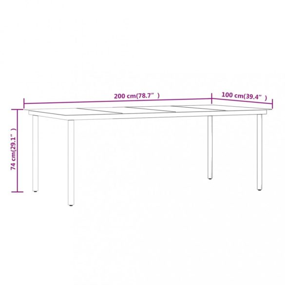 9 részes polyrattan és üveg kerti étkezőgarnitúra párnákkal