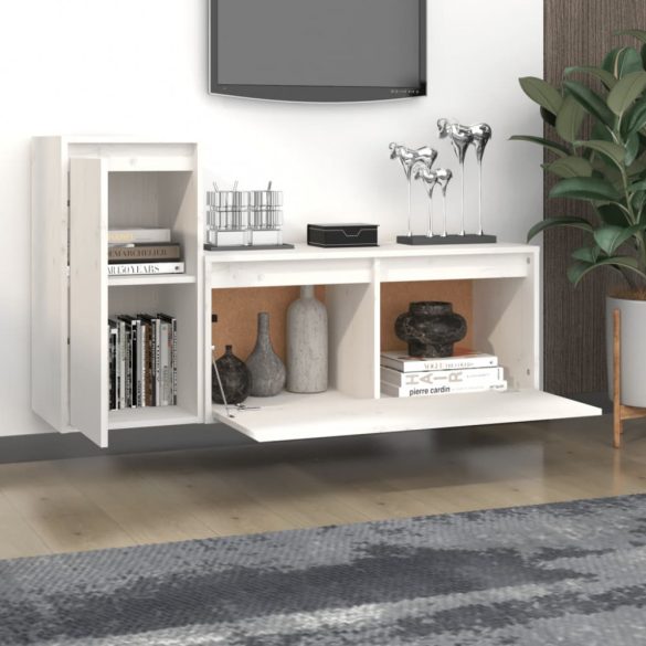 2 darab fehér tömör fenyőfa TV-szekrény