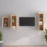 3 darab tömör fenyőfa TV-szekrény