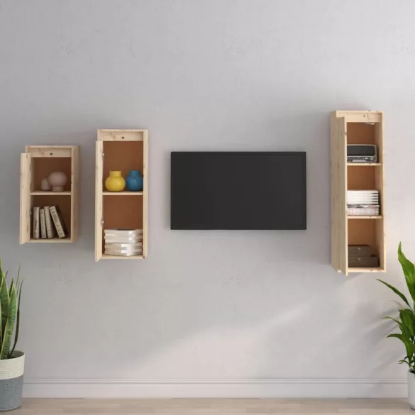 3 darab tömör fenyőfa TV-szekrény