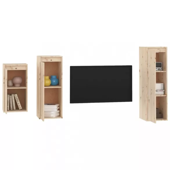 3 darab tömör fenyőfa TV-szekrény