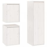 3 darab fehér tömör fenyőfa TV-szekrény