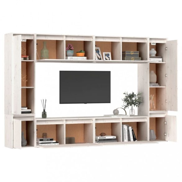 8 darab fehér tömör fenyőfa TV-szekrény