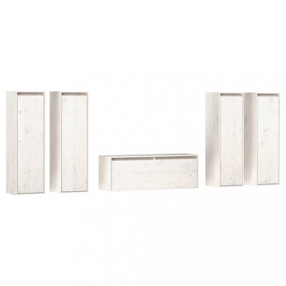 5 darab fehér tömör fenyőfa TV-szekrény