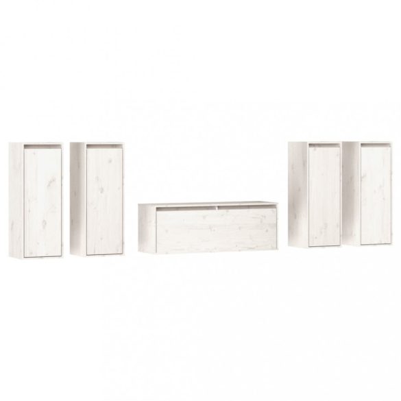 5 darab fehér tömör fenyőfa TV-szekrény