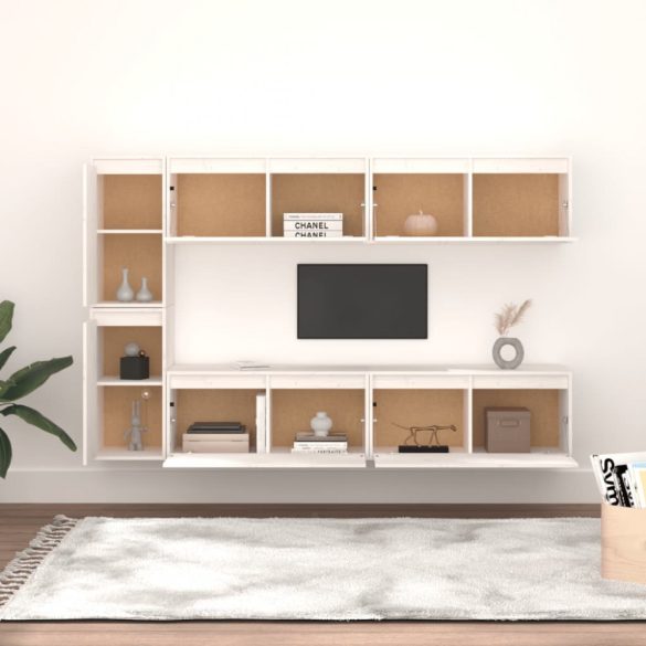 6 darab fehér tömör fenyőfa TV-szekrény