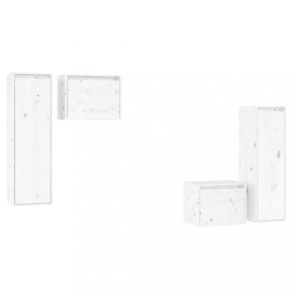 4 darab fehér tömör fenyőfa TV-szekrény