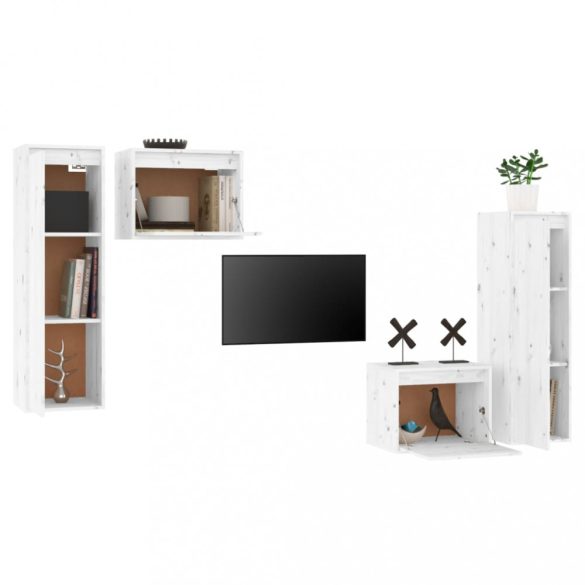 4 darab fehér tömör fenyőfa TV-szekrény