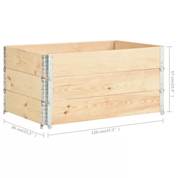 3 db tömör fenyőfa raklapmagasító 80 x 120 cm