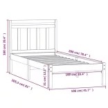 fehér tömör fenyőfa ágykeret 100 x 200 cm