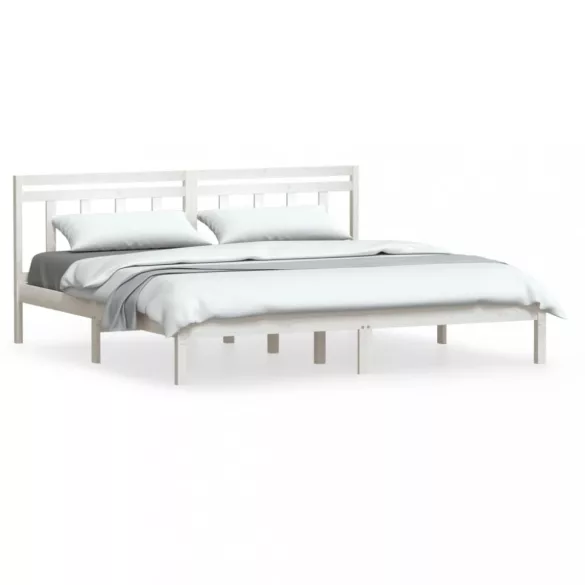 fehér tömör fenyőfa ágykeret 160 x 200 cm