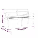 tömör tíkfa Batavia pad bézs párnával 150 cm