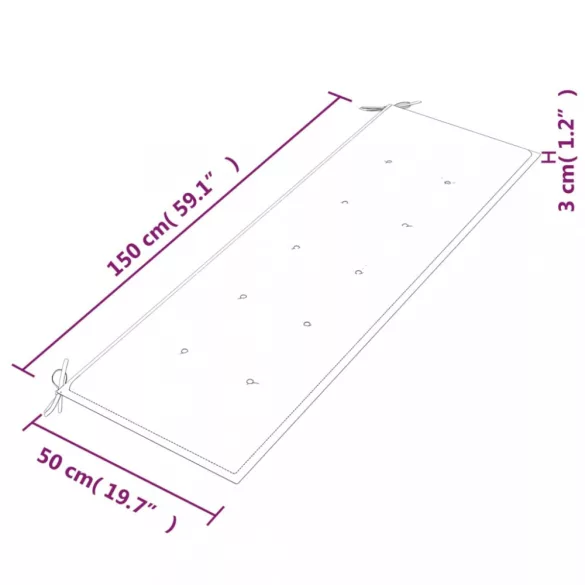 tömör tíkfa Batavia pad bézs párnával 150 cm