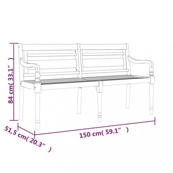 tömör tíkfa Batavia pad világoszöld párnával 150 cm
