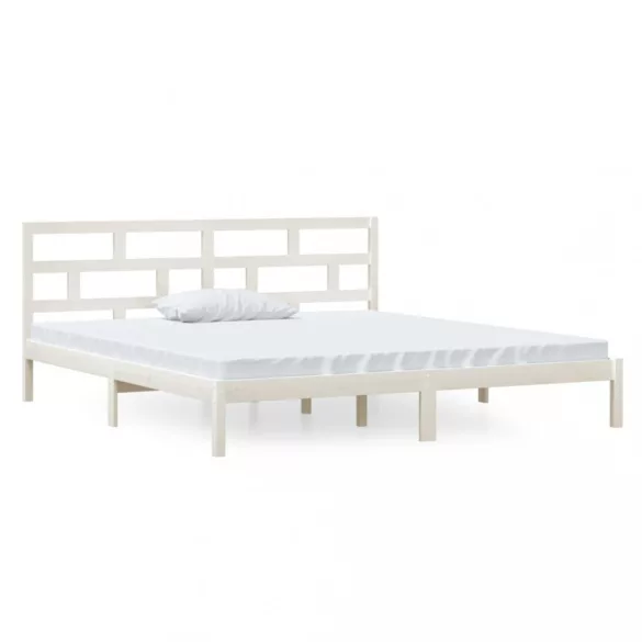 fehér tömör fenyőfa ágykeret 140 x 190 cm
