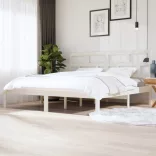 fehér tömör fenyőfa ágykeret 200 x 200 cm