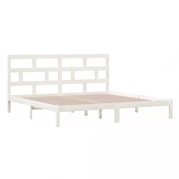 fehér tömör fenyőfa ágykeret 200 x 200 cm