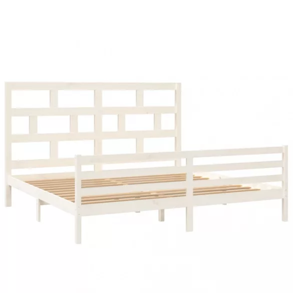 fehér tömör fenyőfa ágykeret 200 x 200 cm