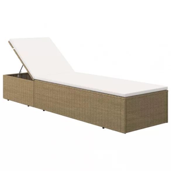 barna és krémfehér polyrattan napozóágy