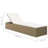 barna és krémfehér polyrattan napozóágy
