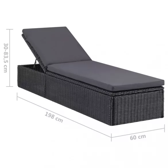 sötétszürke polyrattan napozóágy