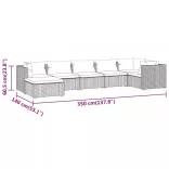 7 részes fekete polyrattan kerti ülőgarnitúra párnákkal