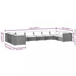 10 részes barna polyrattan kerti ülőgarnitúra párnákkal